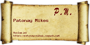 Patonay Mikes névjegykártya